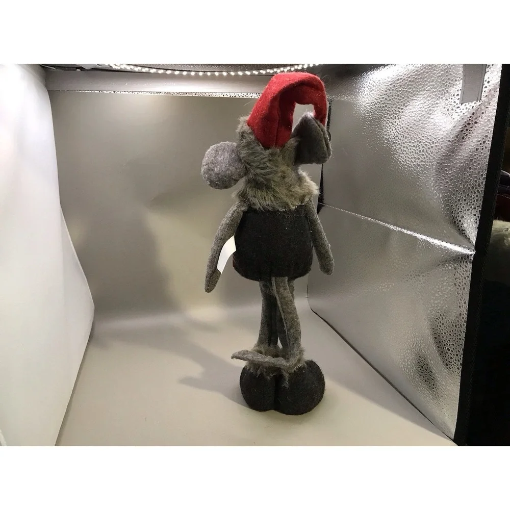 Cute Christmas Mouse ‎ Wearing A Plaid Vest And Santa Hat